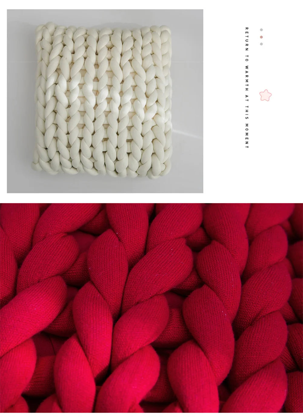 Chunky Handmade Wool Knitted Pillow