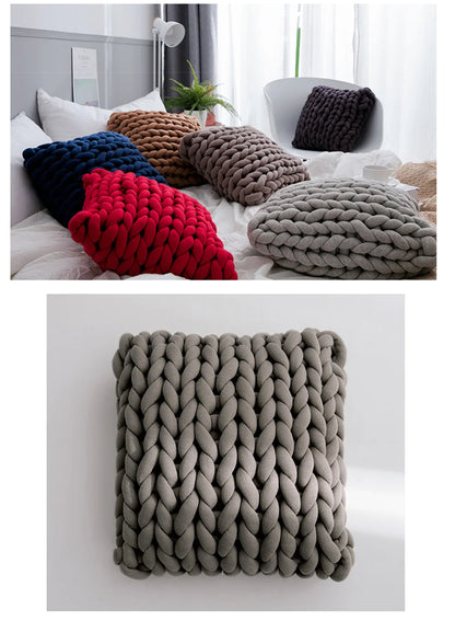 Chunky Handmade Wool Knitted Pillow