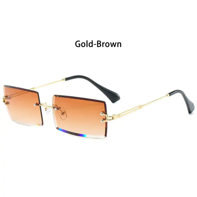 Rimless Small Rectangle Eyewear UV400 Sunglasses