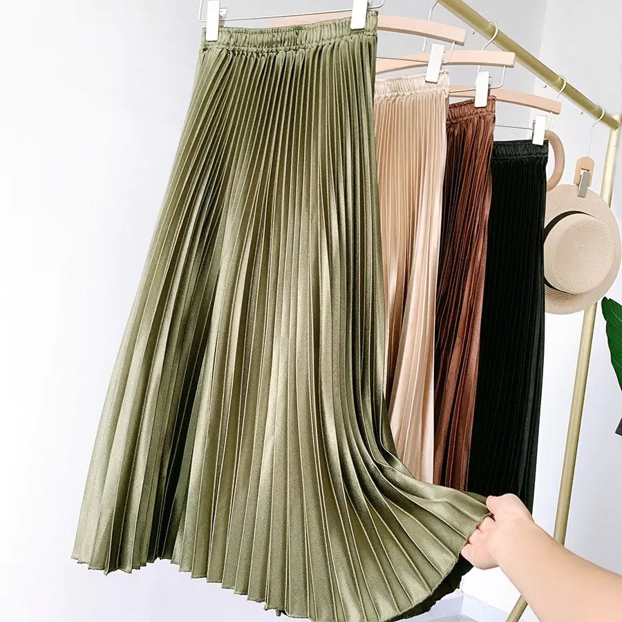 Satin Pleated Skirts