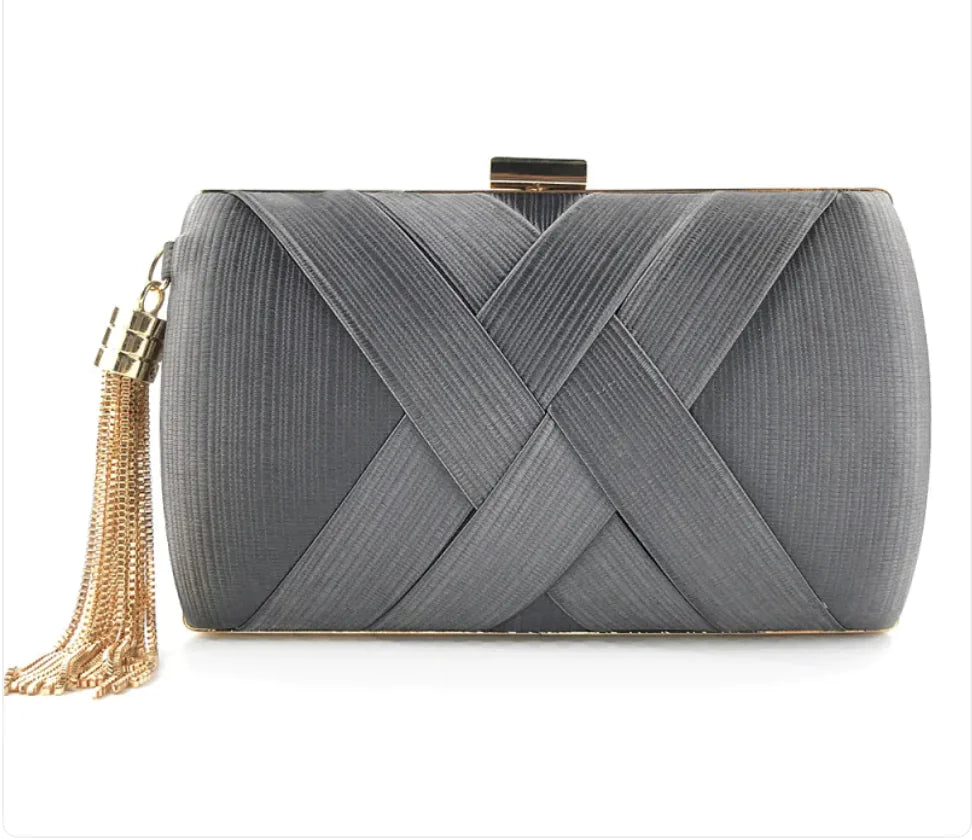 Satin Crisscross Evening Clutch