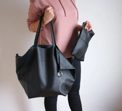 Large Vegan Leather Tote Bags