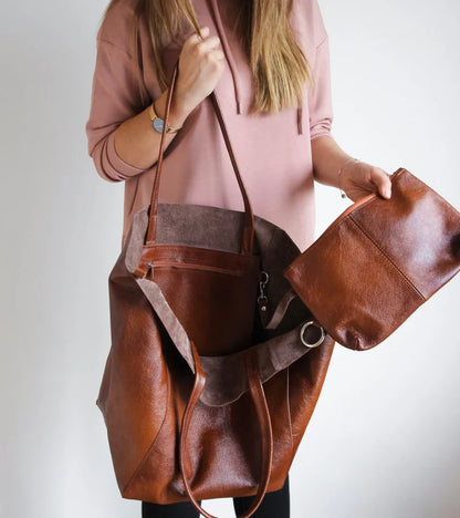 Large Vegan Leather Tote Bags