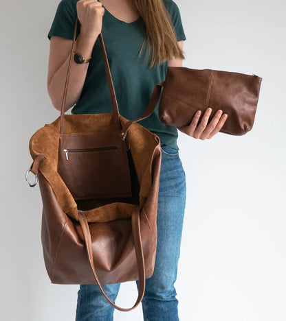 Large Vegan Leather Tote Bags