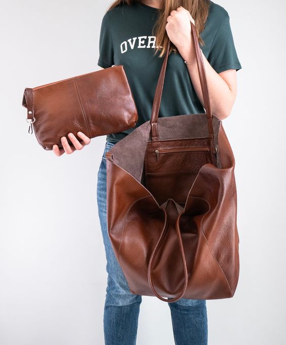 Large Vegan Leather Tote Bags