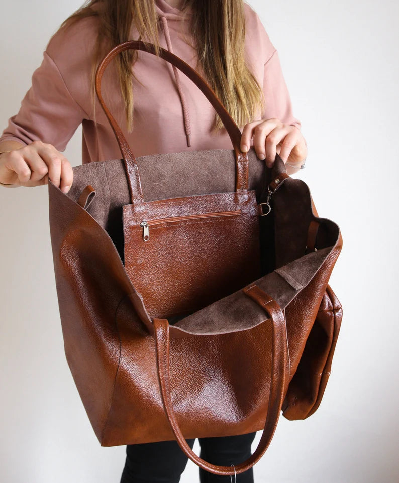 Large Vegan Leather Tote Bags