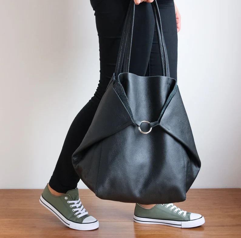 Large Vegan Leather Tote Bags