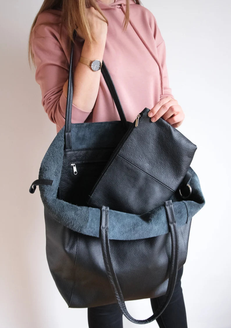 Large Vegan Leather Tote Bags