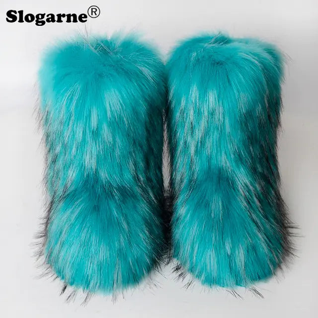 Luxurious Faux Fox Fur Boots