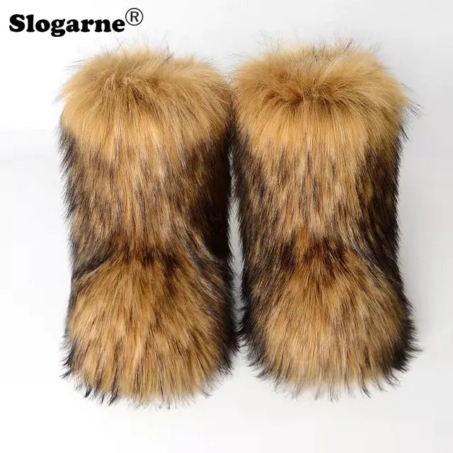 Luxurious Faux Fox Fur Boots