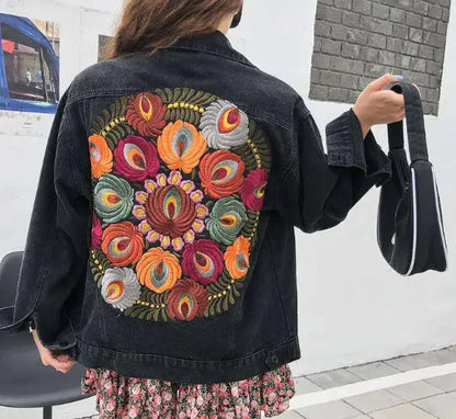 Boho Embroidered Denim Jacket