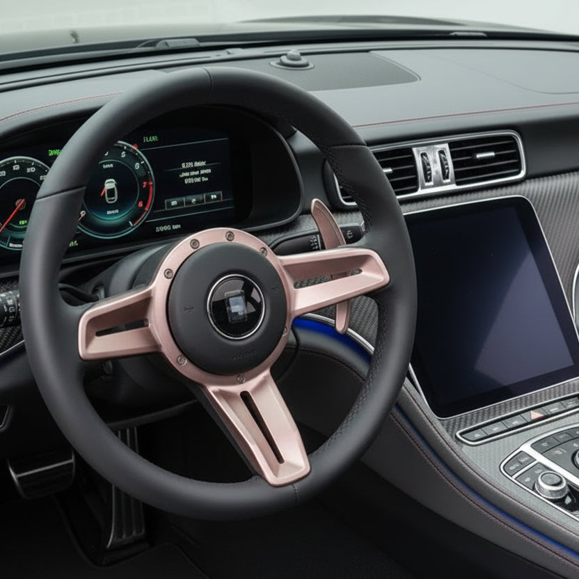 NARDI Universal Bronze Titanium Frame Black Leather Steering Wheel