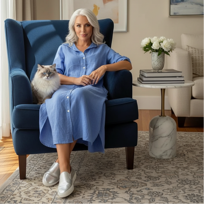 Plus Size Cotton Linen Shirt Dress