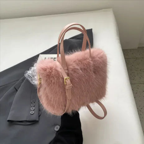 Faux Fox Fur Crossbody Tote Bags