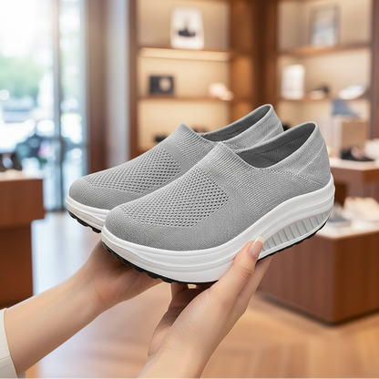 Rolling Sole Mesh Slip-on Platform Sneakers