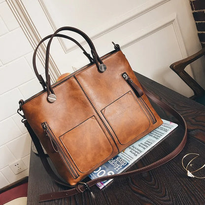 Wax Oil Vegan Leather Handbag