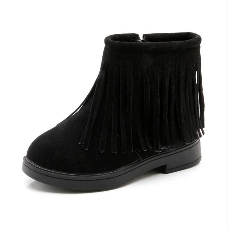 Girls Fringe Ankle Boots