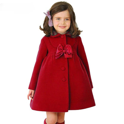 Girls' Wool Blend Bow Coats