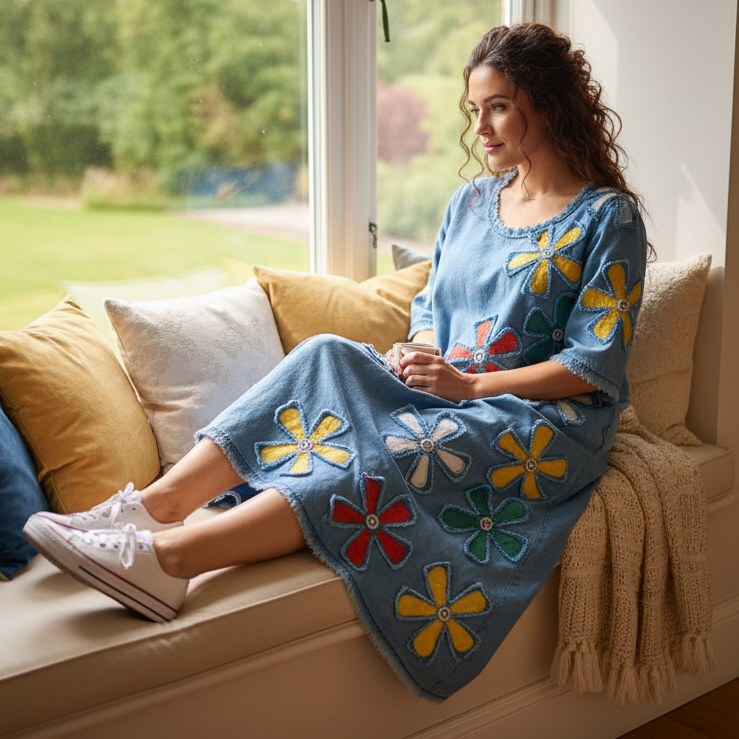 LINA Floral Motif Midi Dress