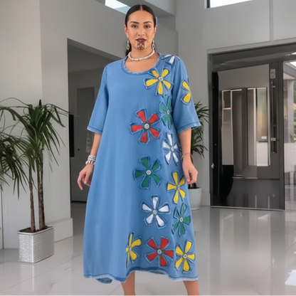 LINA Floral Motif Midi Dress