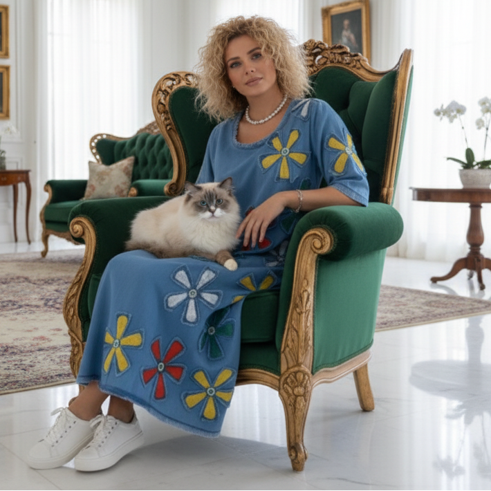 LINA Floral Motif Midi Dress