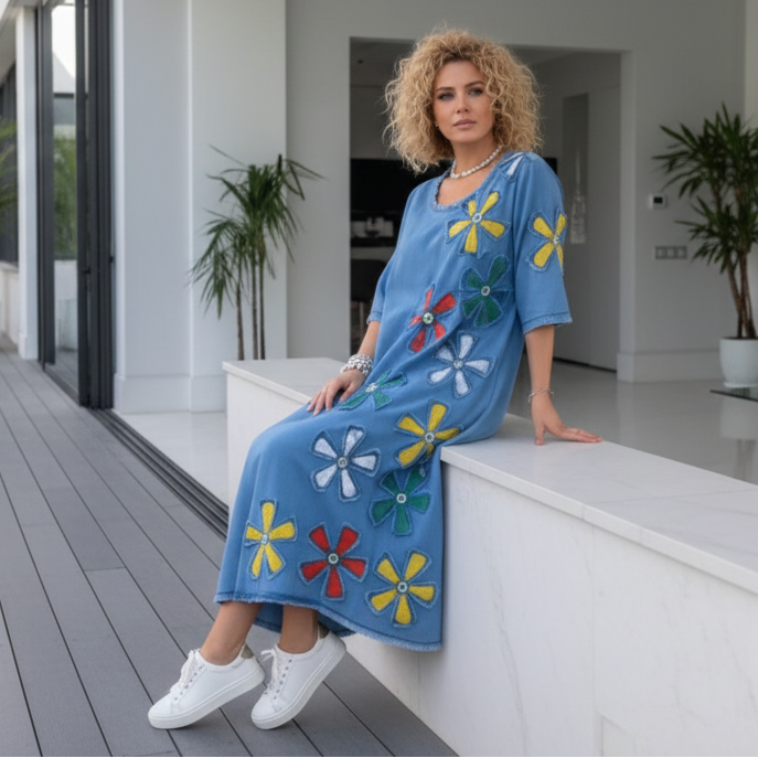 LINA Floral Motif Midi Dress