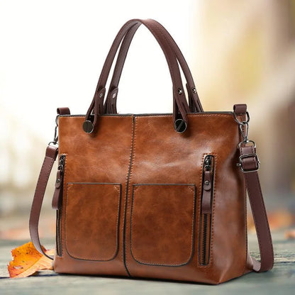 Wax Oil Vegan Leather Handbag