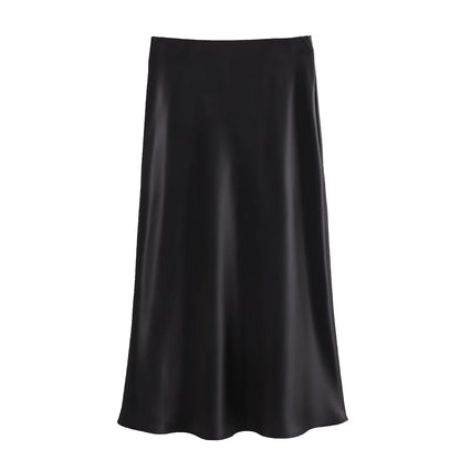 Satin High Waist A-Line Skirts