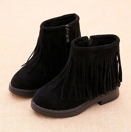 Girls Fringe Ankle Boots