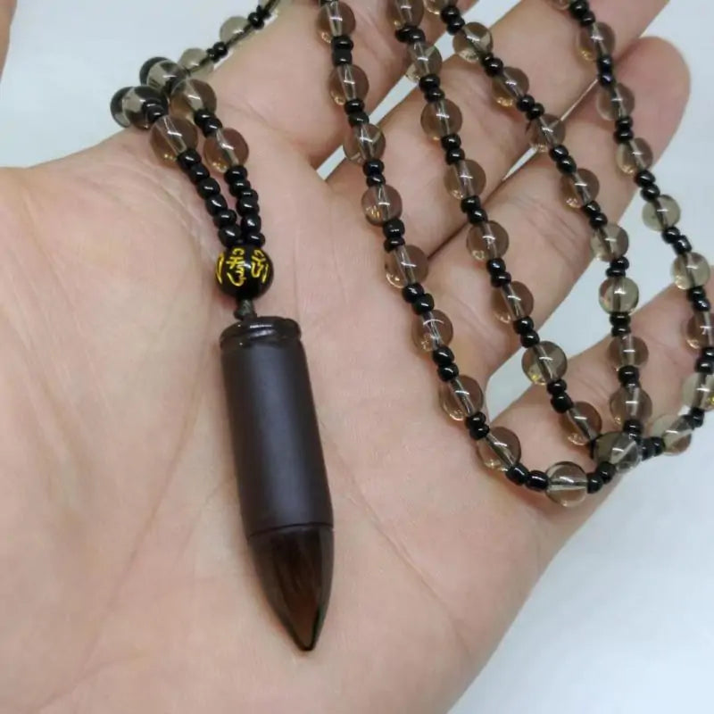 Obsidian Bullet Pendant Necklace