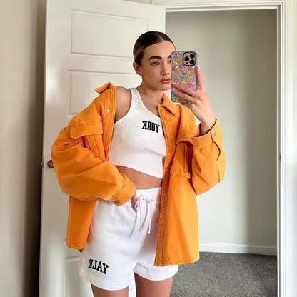 Orange Denim Jacket