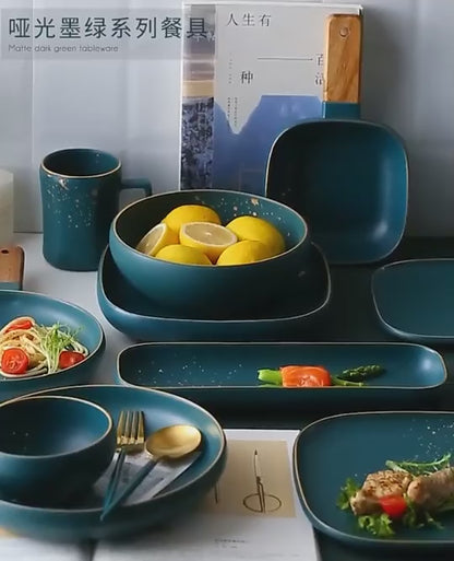 Retro Green Nordic Ceramic Tableware Set