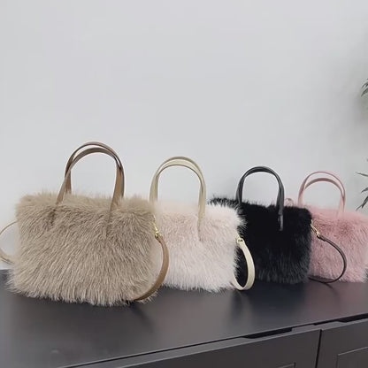 Faux Fox Fur Crossbody Tote Bags