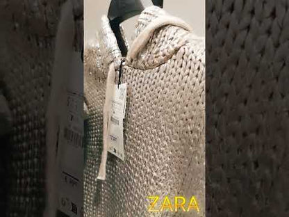 WOLFF Metallic Silver Hoodie Knit Sweater