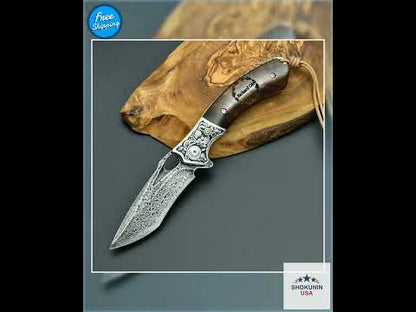 DRACHENADER VG 10 Damascus Shark Dragon Pocket Knife