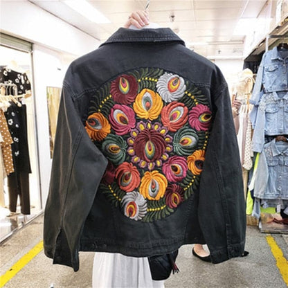 Boho Embroidered Denim Jacket