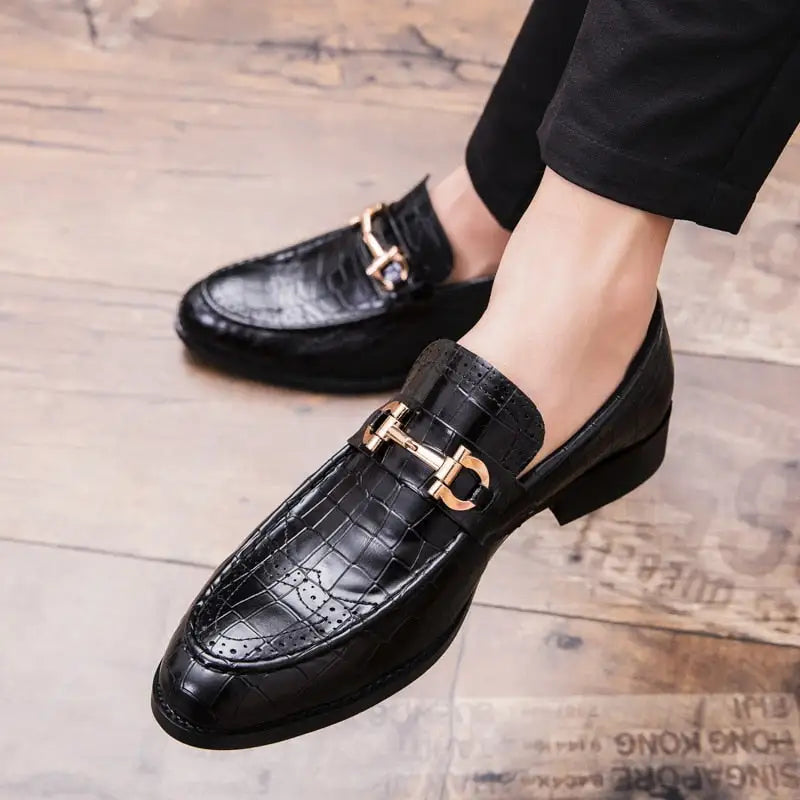 Italian Alligator Print Leather Loafers