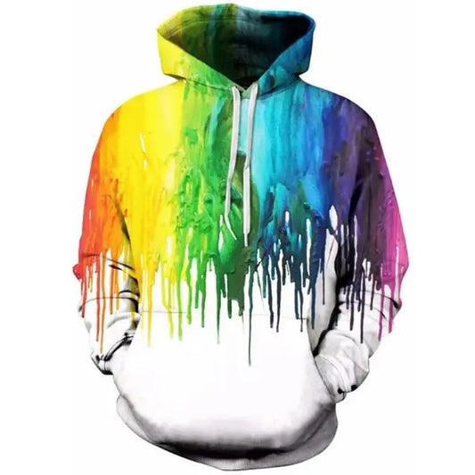 Rainbow Paint Splatter Tie-Dye 3D Hoodies