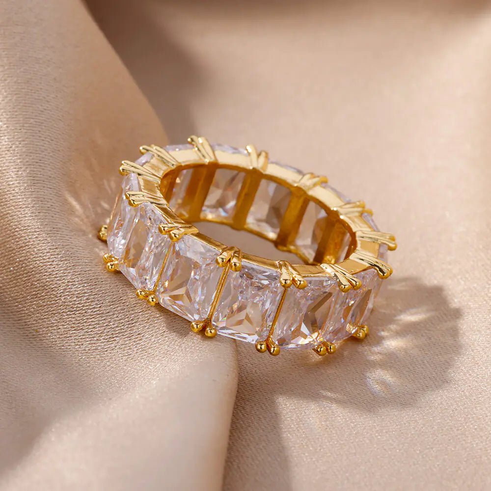 Rectangle Chunky Zircon Rings