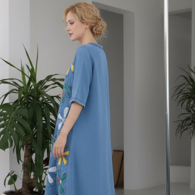 LINA Floral Motif Midi Dress