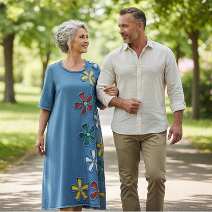 LINA Floral Motif Midi Dress