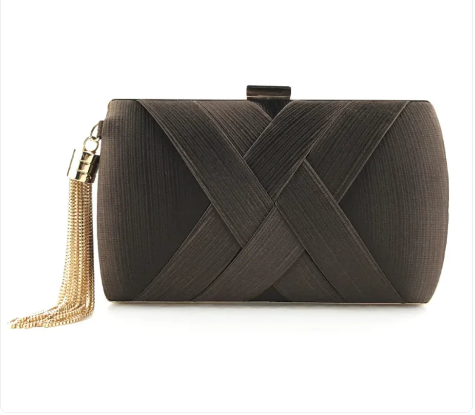 Satin Crisscross Evening Clutch