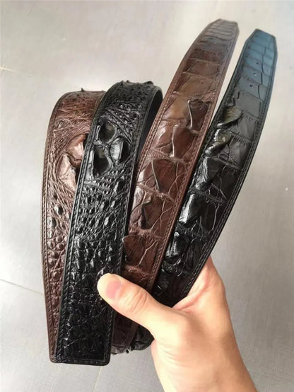 Hornback Crocodile Skin Leather Belts