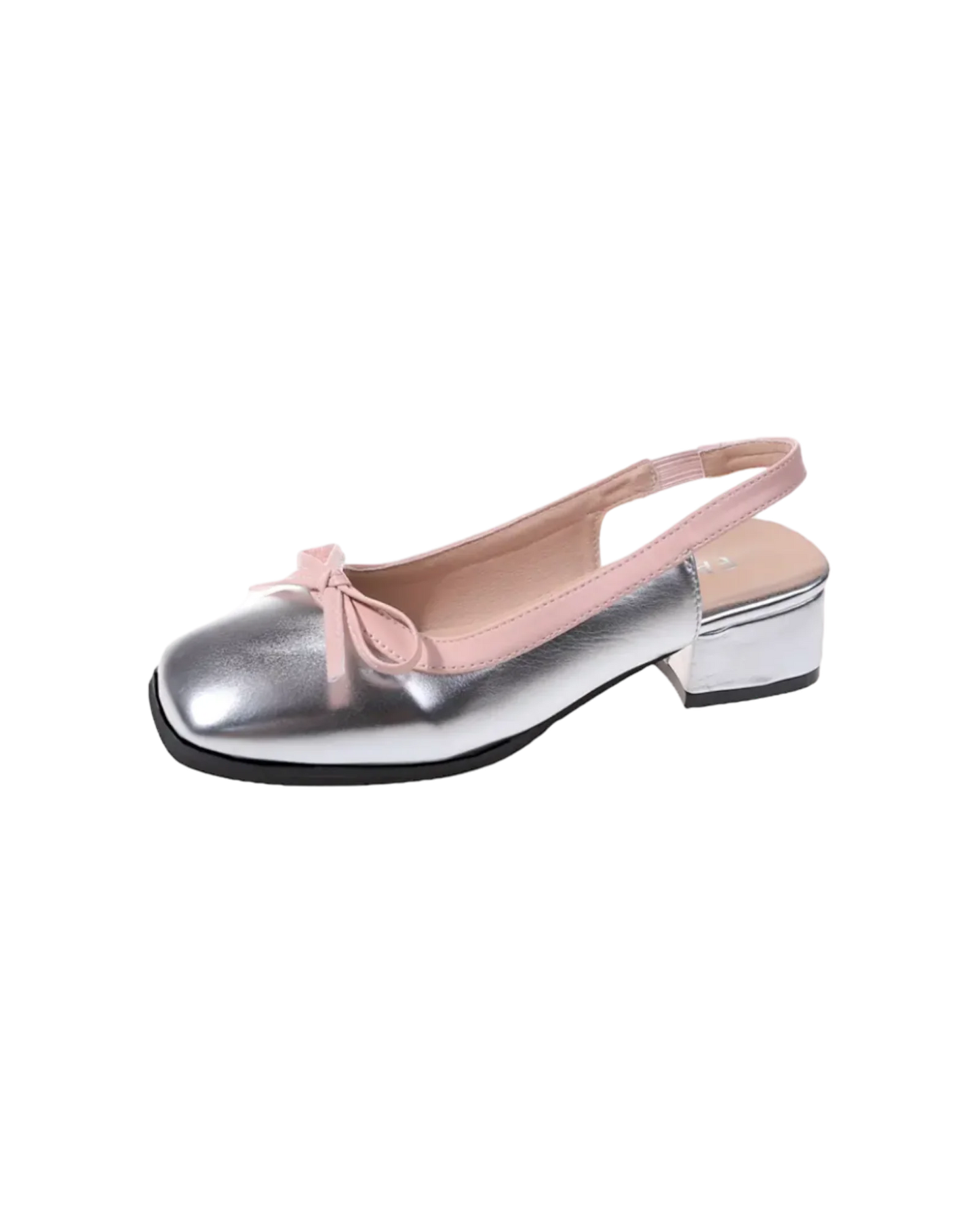 Raised Ballerina Slingback Pumps (Silver & Pink)