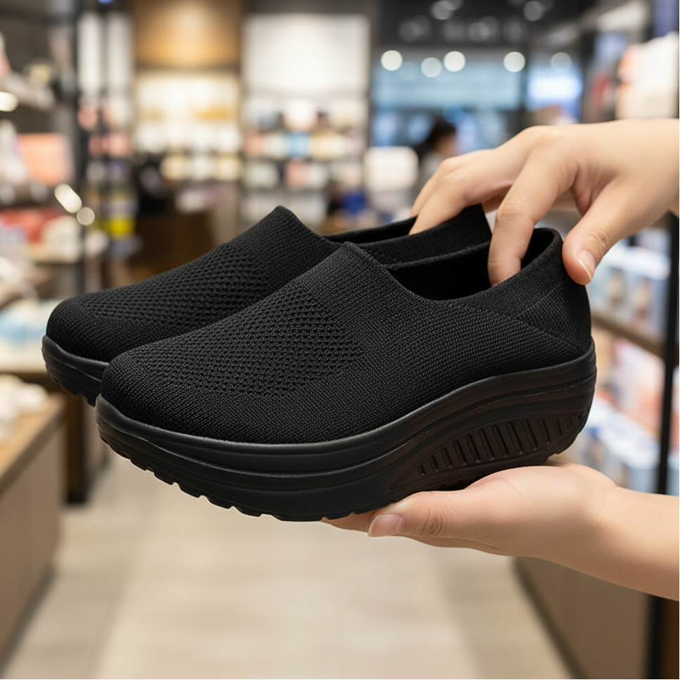 Rolling Sole Mesh Slip-on Platform Sneakers