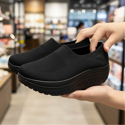 Rolling Sole Mesh Slip-on Platform Sneakers