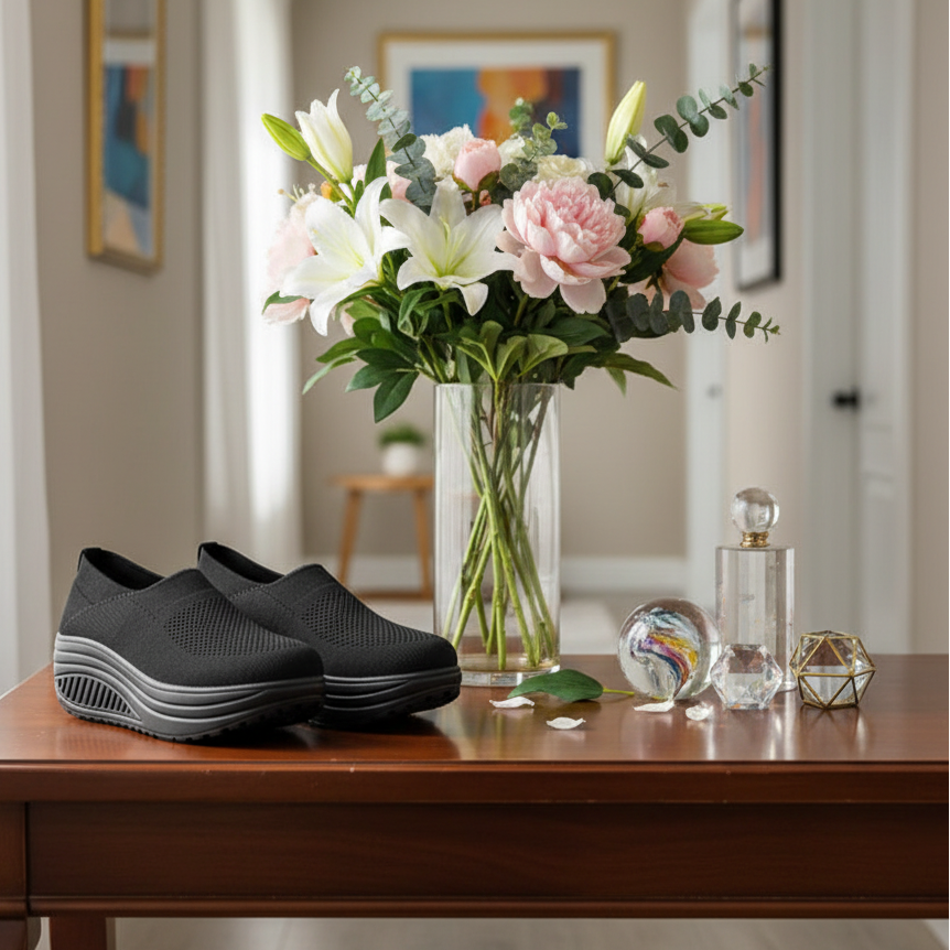 Rolling Sole Mesh Slip-on Platform Sneakers