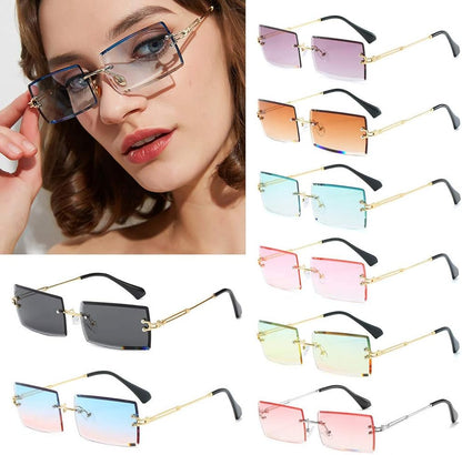 Rimless Small Rectangle Eyewear UV400 Sunglasses