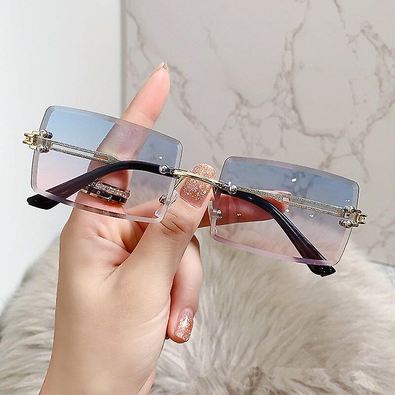 Rimless Small Rectangle Eyewear UV400 Sunglasses