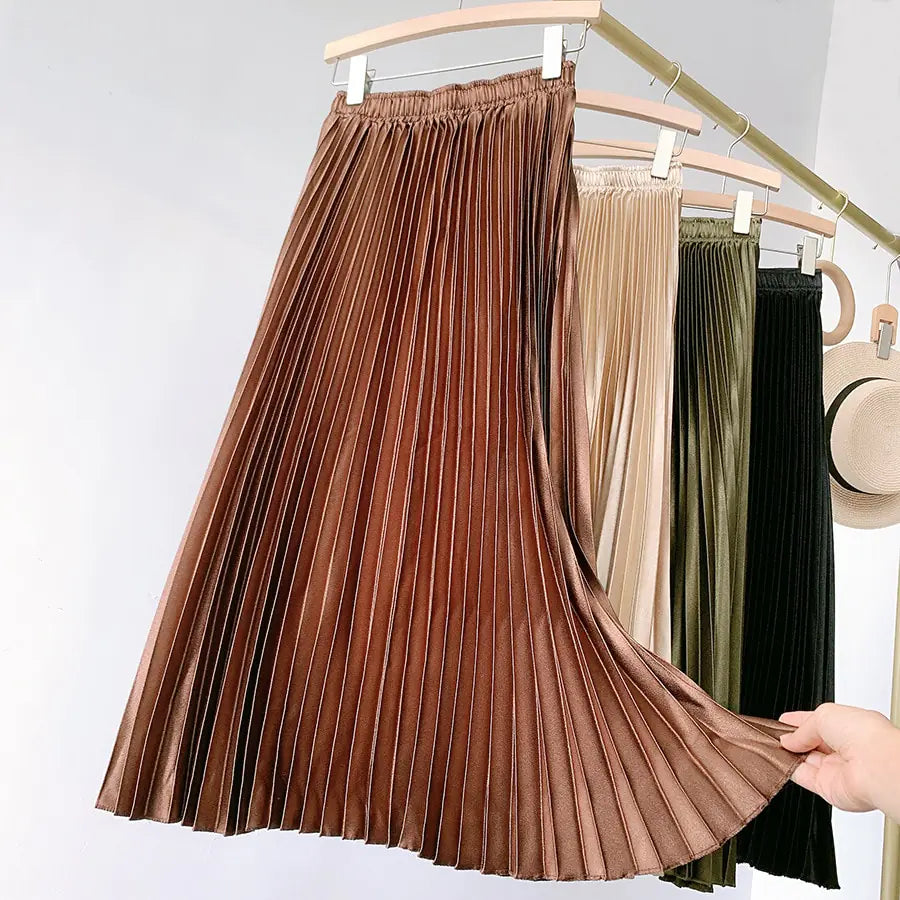 Satin Pleated Skirts